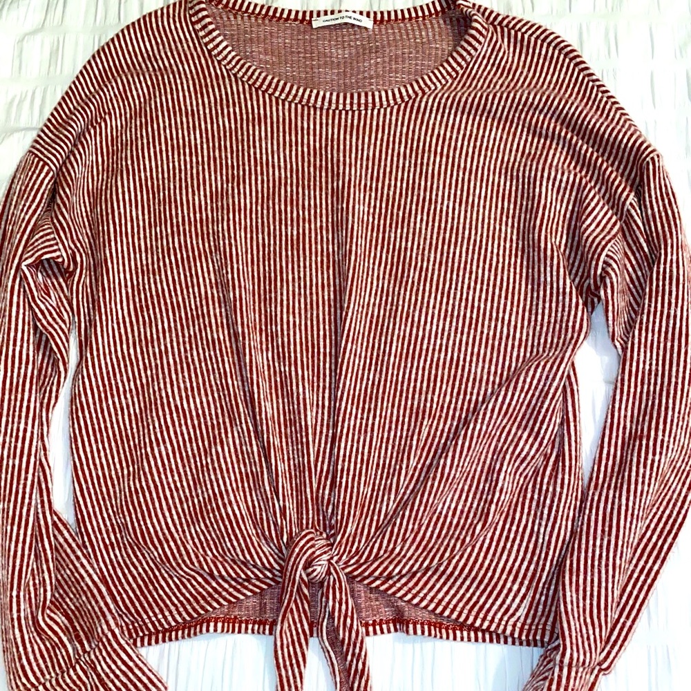 Stripped Burgundy & White Tie Top Size Medium